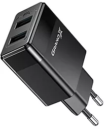 Сетевое зарядное устройство Grand-X 2.4a 2xUSB-A ports home charger black (CH-50) - миниатюра 2