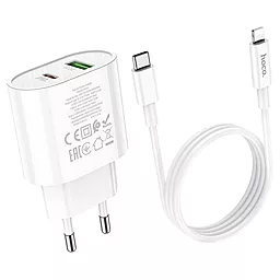 Сетевое зарядное устройство Hoco C95A Lineal PD20W+QC3.0 + USB Type-C - Lightning Cable White - миниатюра 2