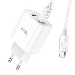 Сетевое зарядное устройство Hoco C80A Plus Rapido PD20W/QC3.0 + USB C-C Cable White - миниатюра 3