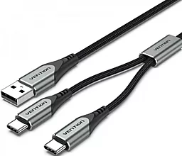 Кабель USB Vention 12w 2.4a 0.5m 2-in-1 USB to Type-C/Type-C cable grey (CQOHD) - миниатюра 2