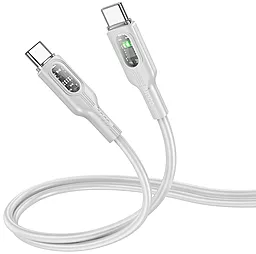 Кабель USB PD Hoco U120 Transparent + intelligent power-off 60w 3a 1.2m USB Type-C - Type-C cable gray - миниатюра 2