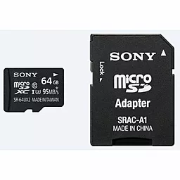 Карта памяти Sony microSDXC 64GB Class 10 UHS-1 U3 + SD-адаптер (SR-64UX2A/T1)