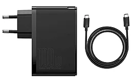 Мережевий зарядний пристрій з швидкою зарядкою Baseus GaN2 Pro 100W QC 2xUSB-C + USB-C-С Cable Black (CCGAN2P-L01)