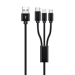 Кабель PD USB Proove Triple Connection 15W 3A 1.2M 3-in-1 USB to micro/Lightning/Type-C cable black(CCTC20001501)