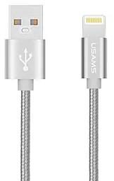 Кабель USB Usams U-Knit Braided Wire 2M Lightning Cable Silver (US-SJ029)
