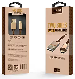 Кабель USB LDNio USB Cable-LS25 1.2m 2.1A Gold - миниатюра 2