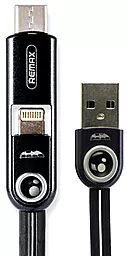 Кабель USB Remax Cutie 3-in-1 USB Type-C/Lightning/micro USB Cable Black (RC-073th)