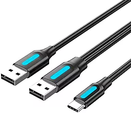 Кабель USB Vention 15w 3a USB - USB Type-C cable black (CQKBF)