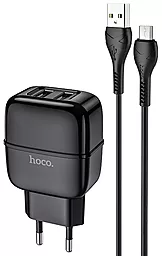 Сетевое зарядное устройство Hoco C77A Highway 2USB + micro USB Cable Black