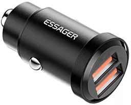 Автомобильное зарядное устройство Essager 30W 3А Gyroscope Mini Charger USB-A-A Black (ECC2A-TL01) - миниатюра 3