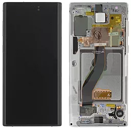 Дисплей Samsung Galaxy Note 10 N970 з тачскріном і рамкою, сервісний оригінал, White