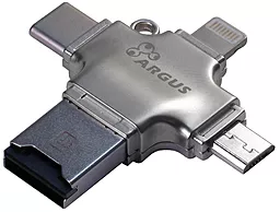 Кардридер Argus USB2.0/USB Type C/ Micro-USB/Lightning, TF (R-010)
