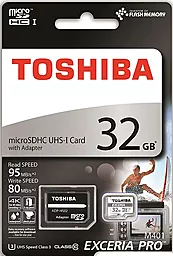 Карта памяти Toshiba microSDHC 32GB Exceria Pro Class 10 UHS-I U3 + SD-адаптер (THN-M401S0320E2)