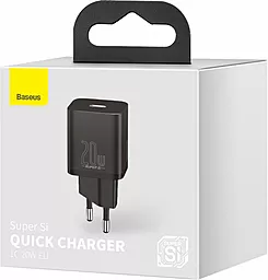 Сетевое зарядное устройство с быстрой зарядкой Baseus Super Silicone 20w PD USB-C home charger black (CCSUP-B01) - миниатюра 6