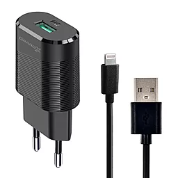 Сетевое зарядное устройство Grand-X 2.1a home charger + Lightning cable black (CH-17BL)