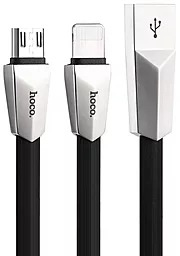 Кабель USB Hoco X4 Zinc Alloy 2-in-1 USB to micro/Lightning cable Black