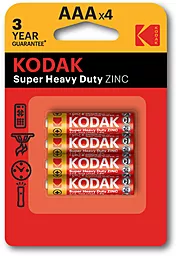 Батарейки Kodak AAA / R03 Super Heavy Duty BLISTER CARD 4шт