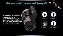 Подводный фонарик Ferei W172 CREE XM-L2 Черный - миниатюра 8