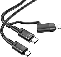 Кабель USB PD Hoco U106 100w 5a 2-in-1 USB Type-C to Lightning/Type-C cable black - миниатюра 2