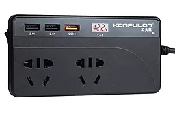 Преобразователь напряжения Konfulon 200W (24V) + 100W (12V) 12/220V 3xUSB + 2 Sockets (CZ-01)