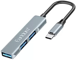 USB Type-C хаб Earldom ET-HUB10 3-in-1 USB Type-C to 3xUSB-A 3.0 Silver