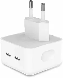 Сетевое зарядное устройство с поддержкой быстрой зарядки для Apple 35W Dual USB-C Port Power Adapter White