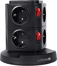 Сетевой фильтр (удлинитель) Logan WSB8-2.5 8 розеток 16A 2.5м с выключателем Black - миниатюра 3