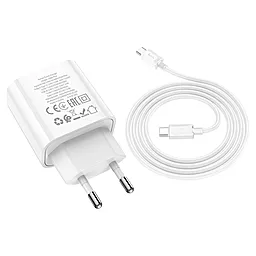 Сетевое зарядное устройство Hoco C80A Plus Rapido PD20W/QC3.0 + USB C-C Cable White - миниатюра 5
