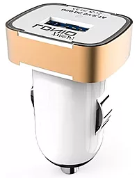 Автомобильное зарядное устройство LDNio USB Car Charger 2.1A + Micro Usb White/Gold (DL-C211)