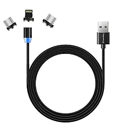 Кабель USB ColorWay Magnetic 3-in-1 USB to Type-C/Lightning/micro USB Cable black (CW-CBUU020-BK)