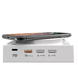 Сетевое зарядное устройство с поддержкой беспроводной зарядки MOXOM KH-62Y 4USB/USB-C QC 3.0 PD 3.0 Wireless Quick Charger White - миниатюра 3