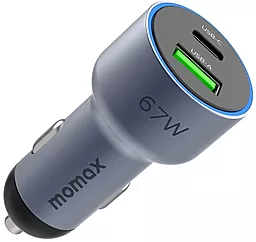 Автомобильное зарядное устройство Momax Move (UC16) 67W car charger USB-A-C Blue