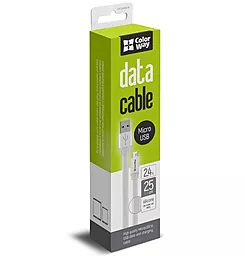 Кабель USB ColorWay 12w 2.4a 0.25m micro USB cable white (CW-CBUM-MUM25W) - миниатюра 9