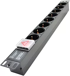 Колодка для сетевого фильтра (удлинителя) PiPo 1U 19 8 розеток 16А 1.8м с выключателем Black (PP8PDUGRC14)