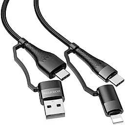 Кабель USB PD Borofone Multi-Energy 60w 20a 4-in-1 USB-A+C to Lightning/Type-C cable black - миниатюра 3