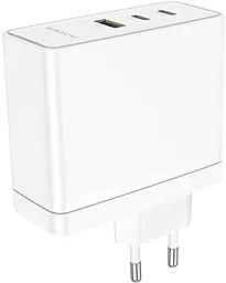 Сетевое зарядное устройство Borofone BN11 100w PD GaN 2xUSB-C/USB-A ports home charger white - миниатюра 4