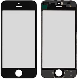 Корпусне скло дисплея Apple iPhone 5 (з OCA плівкою) з рамкою, оригінал, Black