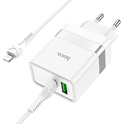 Сетевое зарядное устройство Hoco N21 Topspeed PD30W QC3.0 + USB Type-C to Lightning Cable White - миниатюра 2