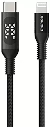 Кабель USB Momax Elitelink LED Display 1.2M 30W USB Type-C - Lightning Cable Black (DL52D)