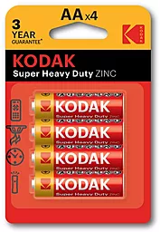 Батарейки Kodak AA / LR06 Super Heavy Duty BLISTER CARD 4шт