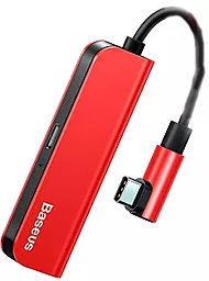 Аудио-переходник Baseus USB Type-C - Sound AUX 3.5мм + USB Type-C Port Red (CATL53-91) - миниатюра 3