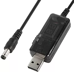 USB Кабель EasyLife USB-A - DC 5.5x2.5 9V/12V з перетворювачем Black