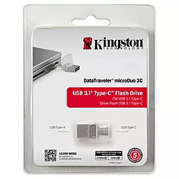 Флешка Kingston 128GB DataTraveler microDuo 3C USB 3.0/Type C (DTDUO3C/128GB) Metal Silver - миниатюра 4