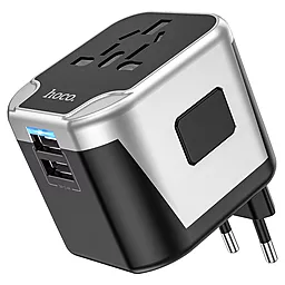 Универсальный Travel-адаптер Hoco AC5 Level with Plug Converter Black