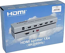 Видео сплиттер PowerPlant HDMI 1x4 v2.1 8k 60hz gray (CA914203) - миниатюра 6
