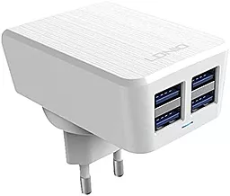 Мережевий зарядний пристрій LDNio Four USB Ports Travel Charger White (DL-AC62)