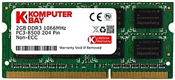 Оперативная память для ноутбука KomputerBay SO-DIMM DDR3 2GB 1066 MHz (204PC3-1066/2GB)