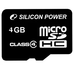 Карта памяти Silicon Power microSDHC 4GB Class 4 (SP004GBSTH004V10)