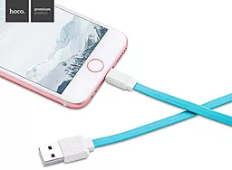 USB Кабель Hoco UPL18 Waffle USB Lightning Cable Flat 2.1A Blue - мініатюра 3