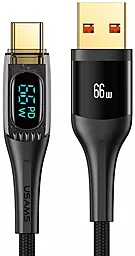 Кабель USB Usams Transparent Digital Display SJ592 66w 6a 1.2m USB Type-C cable black